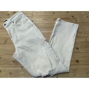 Earnest Sewn Skyler Carpenter Jeans Womens 27 Off White Distressed Straight Leg